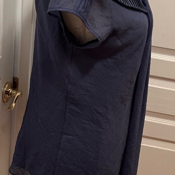 LAPIS Bias Cut Draped Front Cap Sleeve Rayon Georgette Top Sz Medium - Picture 2 of 7